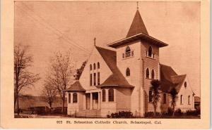 SEBASTOPOL, CA California   ST SEBASTIAN Catholic CHURCH  c1910s  Postcard