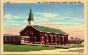 1943 View of Chapel Fletcher General Hospital Cambridge OH Postcard