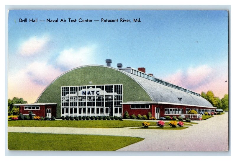 Drill Hall Naval Air Test Center Patuxent River Maryland Vintage Postcard P218
