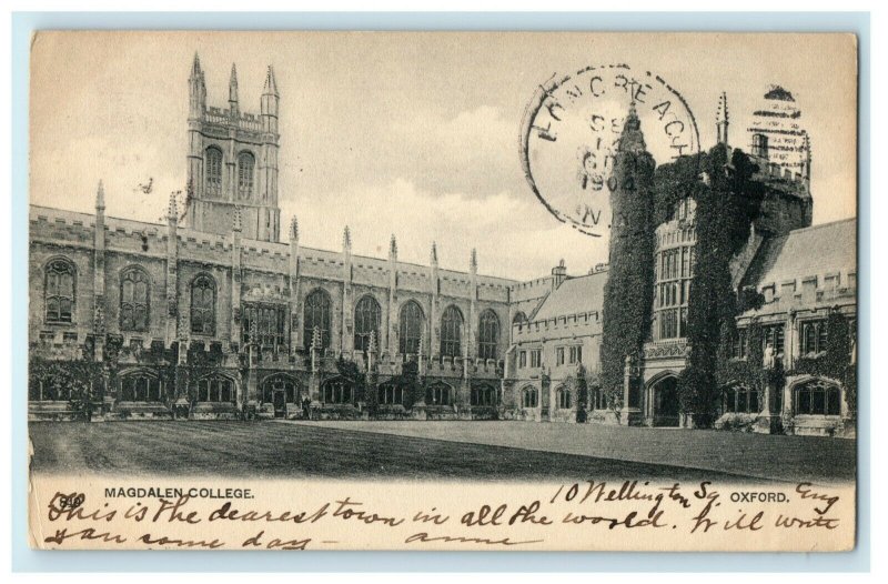 1904 Magdalen College Oxford London United Kingdom England Posted Postcard 