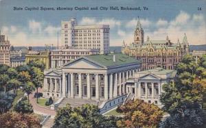 Virginia Richmond State Capitol Square Showing Capitol And City Hall