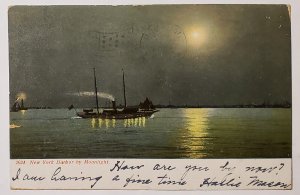 New York Harbor By Moonlight 1907 Postcard M30