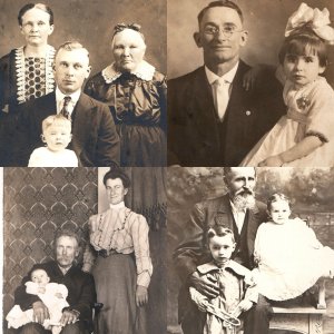 x4 LOT c1910s Family & Children RPPC Baby Mother Father Grandparents Photos A176