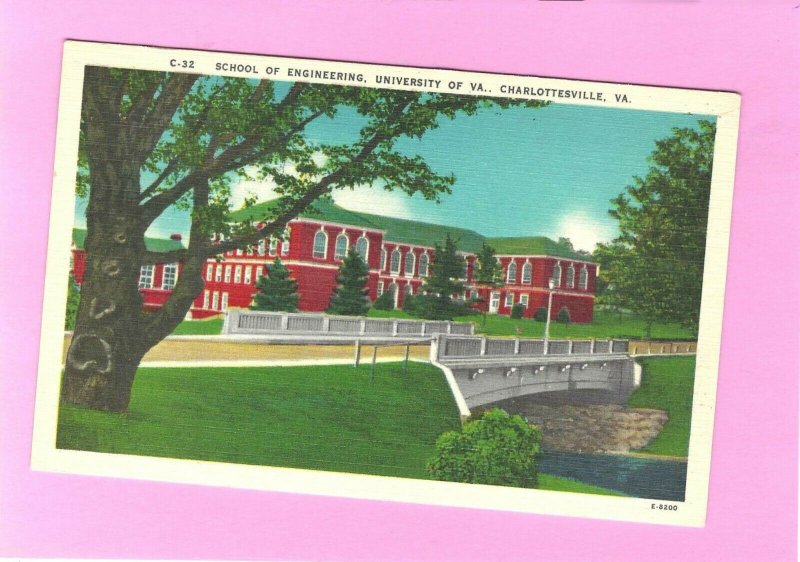 Later linen postcard, School of Engineering, University of Virginia 