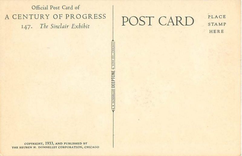 Sinclair Dinosaur Exhibit 1933 Chicago Worlds Fair Postcard