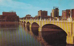 Iowa Waterloo Skyline Looking West Across Cedar River 1958