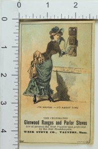 Glenwood Ranges & Parlor Stoves Lovely Lady Fancy Dress On Telephone F72