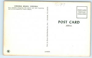 Virginia Beach VA Men Jean Shorts Air Mattresses Sun Dial Vintage Postcard A84