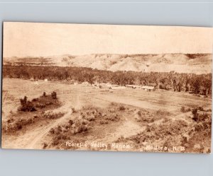 c1920 Birds Eye Aerial View Of Peaceful Valley Ranch Medora North Dakota ND RPPC