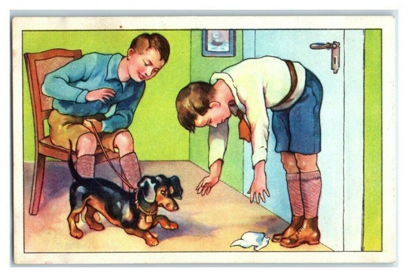 Pick Up the Hankerchief, Funny Experiments Echte Wagner German Trade Card *VT31S