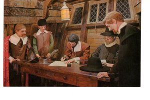 Pilgrims Signing Mayflower Compact, Pilmoth Plantation, Plymouth, Massachusetts,