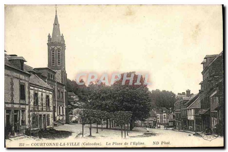 Old Postcard Courtonne Town Square of The Church