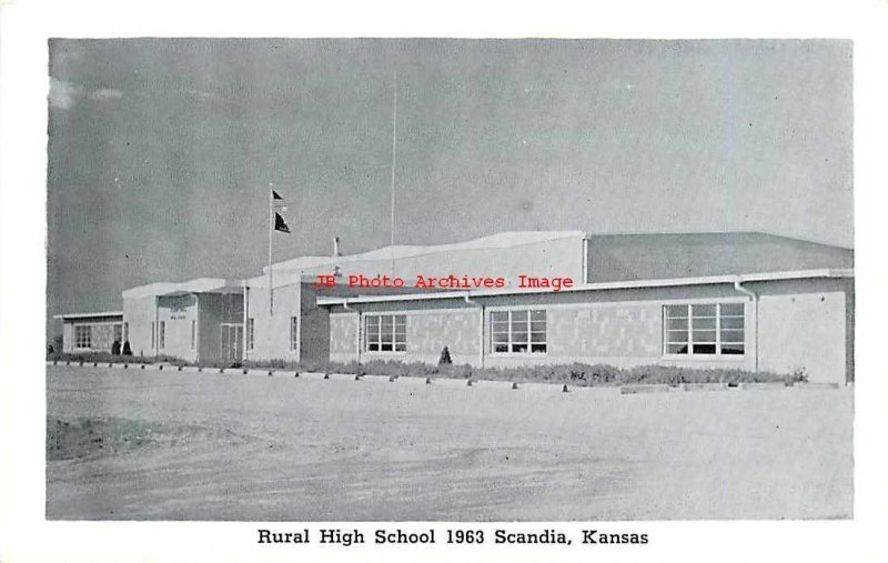 KS, Scandia, Kansas, Rural High School Building, Exterior View