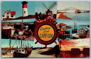 Cape Cod Massachusetts 1960s Postcard Multiview Light House Boats Dunes