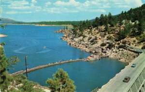 Postcard Old and New Dams at Big Bear Lake California