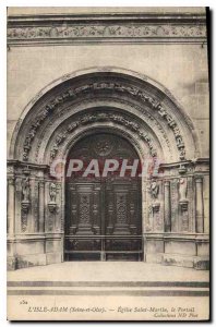 Old Postcard L'Isle Adam Seine and Oise St Martin Church Portal