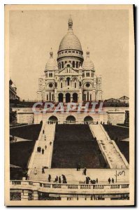 Old Postcard Paris strolling Sacre Coeur of Montmartre and the Monumental Sta...