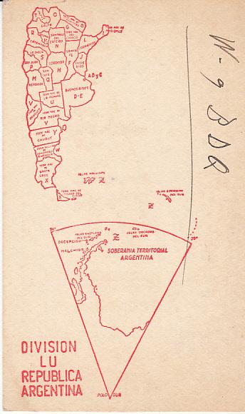 Argentina QSL Card w/Map 1955