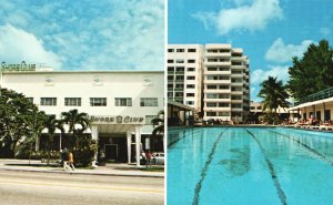 Vintage Postcard Shore Club Hotel Building Private Pool Miami Beach Florida FL