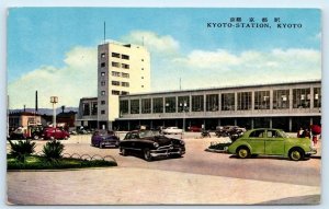 KYOTO, Japan ~ Kyoto RAILROAD STATION c1950s Cars Depot Postcard