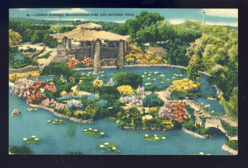 San Antonio, Texas/TX  Postcard, Sunken Gardens, Brackenridge Park, 1952!