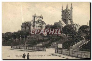 Old Postcard Fecamp cash from savings and the church Saint Etienne