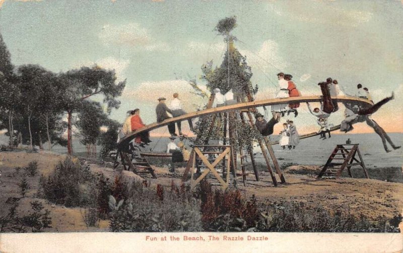 Buffalo New York The Razzle Dazzle Beach Scene Amusement Ride Postcard AA105850