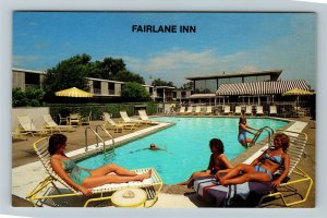 Dearborn MI- Michigan, Fairlane Inn, Poolside View, Advertising, Chrome Postcard