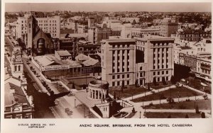 Postcard RPPC Anzac Square Brisbane from Hotel Canberra Australia