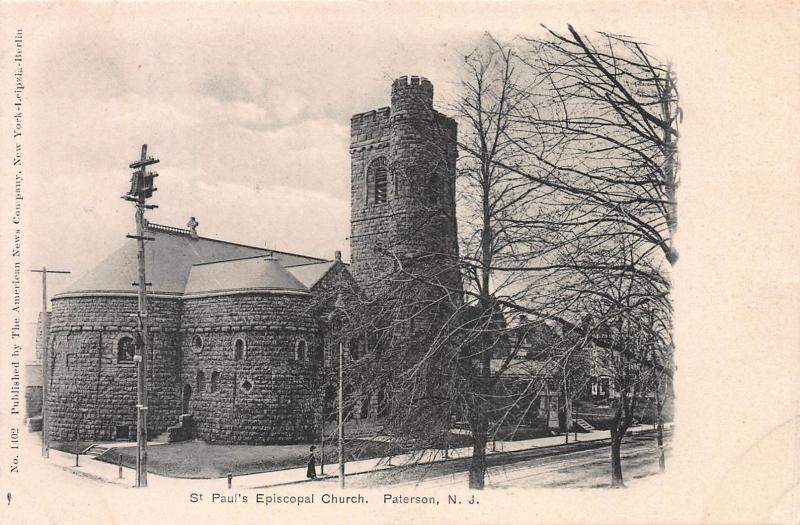 St. Paul's Episcopal Church, Paterson, New Jersey, Early Postcard, Unused