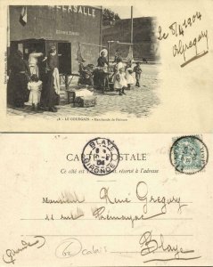 france, CALAIS, Le Courgain, Marchande de Poisson, Fish Market (1904) Postcard