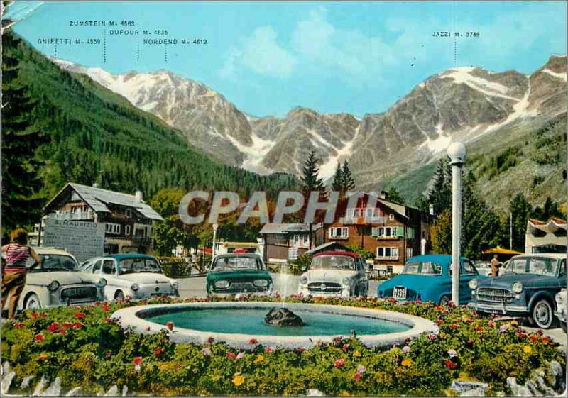 Postcard Modern Macugnaga 1327 m Place of City Hotel In The Background The Mo...