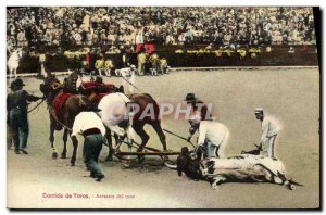 Old Postcard Corrida De Toros Arrastre Del Toro Taurus