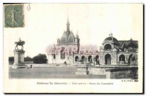 Old Postcard Chateau de Chantilly Cote Sud is Statue Connetable