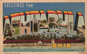 Vintage Postcard 1951 Greetings From Ashtabula Ohio OH Pub by Curt Teich & Co.