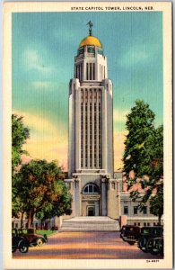 VINTAGE POSTCARD THE STATE CAPITOL TOWER AT LINCOLN NEBRASKA MAILED 1955 SLOGAN