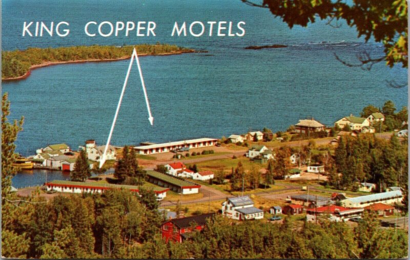 Vtg Copper Harbor Michigan MI King Copper Motels Keweenaw County Postcard