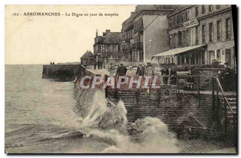 Old Postcard Arromanches La Digue day a storm