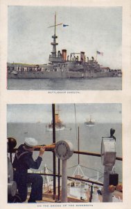 J77/ Great White Fleet 2View Sailors Battleship Oregon Postcard c1910 105