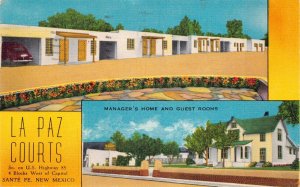 Linen Postcard La Paz Courts Highway 85 in Santa Fe New Mexico~130774