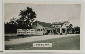 Folkston Georgia Rawls Pecan Station Texaco Gasoline Pumps US Rte 1 Postcard Q16