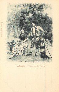 Postcard Valencia Tipos De La Huerta 3 Fancy Ethnic Costume Couple Spain UDB