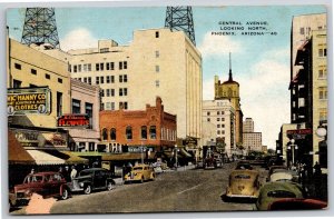 Phoenix Arizona~View On Central Ave Looking North~EC Kropp~Vintage Linen PC
