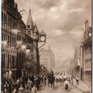 c1910s Edinburgh, Scotland Canongate Street Clock Tower Royal Mile Parade A350