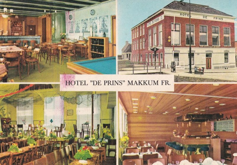 Makkum Hotel Cafe Restaurant De Prins Holland Postcard