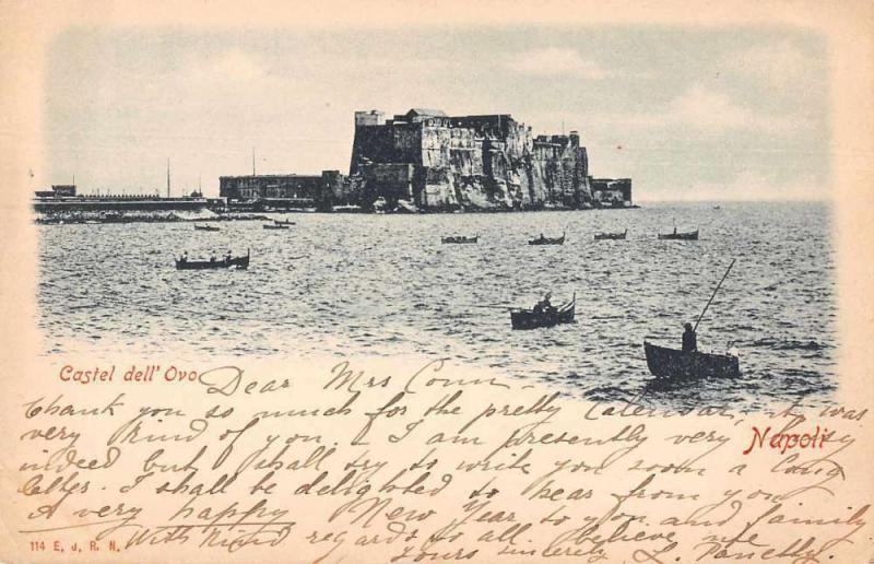 Napoli Naples Italy Castel dell'Ovo Castle Vintage Postcard JE229689