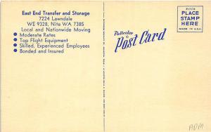 Houston TX East End Transfer & Storage Co. Moving Van Linen Postcard