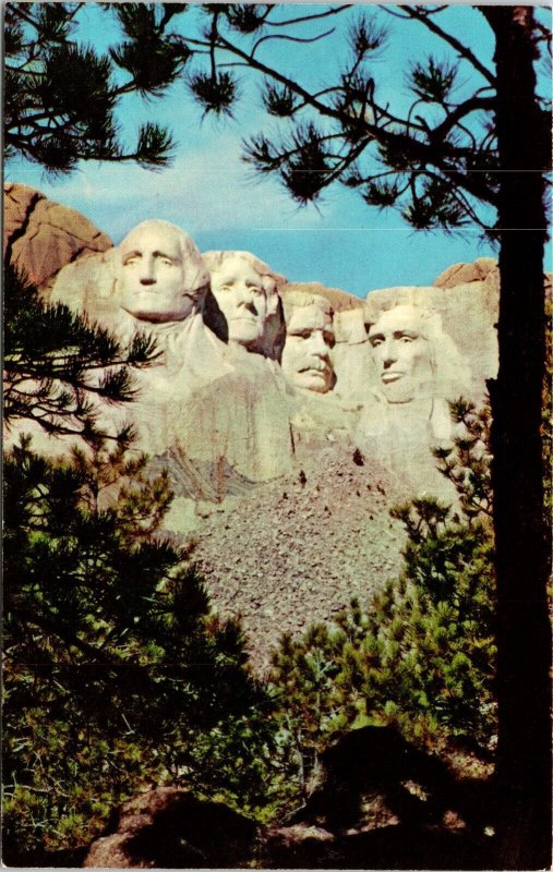 Mt Rushmore Carvings National Memorial Black Hills South Dakota SD Postcard VTG 