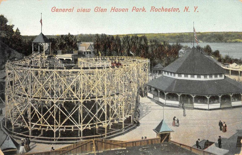 GLEN HAVEN PARK Roller Coaster, Rochester, New York ca 1910s Vintage Postcard