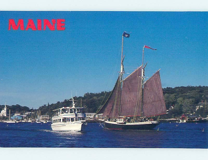 Unused 1980's OLD AND NEW BOAT TOGETHER Boothbay Harbor Maine ME hn3347-19